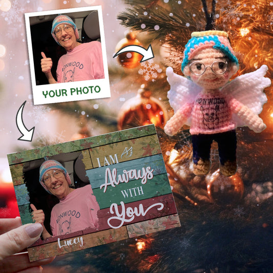 Personalized Ornament Crochet Doll with Photo Card "I Am Always With You 2"