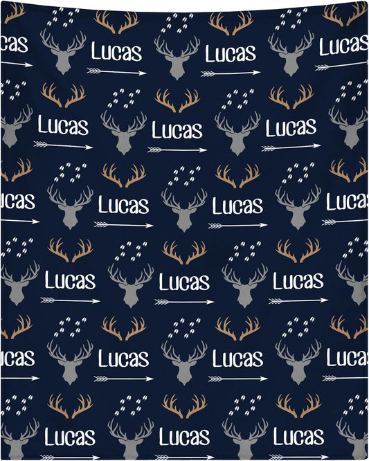 Personalized Baby Blankets for Girls | Custom Baby Blanket with Name for Kids | Woodland Animals-e