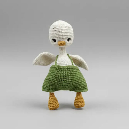 Crochet Cute Duck in Green Jumpsuit Toy