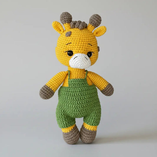 Crochet Cute Giraffe in Green Jumpsuit Toy