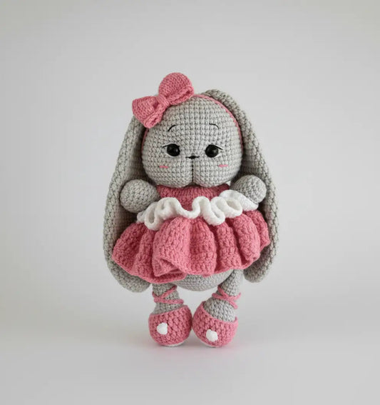 Crochet Cute Grey Long Ear Bunny Toy