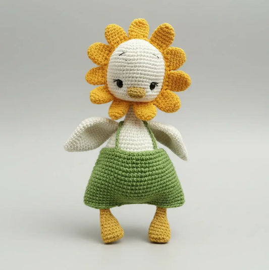 Crochet Cute Sunflower head Duck Toy