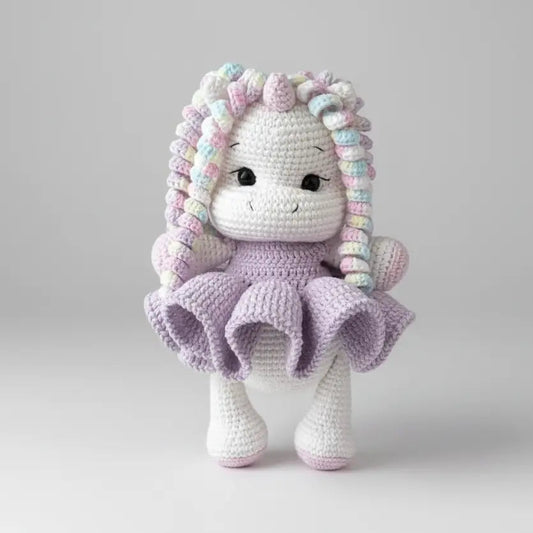 Crochet Cute Unicorn Toy in Purple Dress
