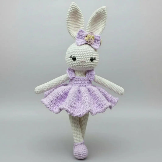 Handmade Crochet Bunny Girl Doll with Fancy Dress
