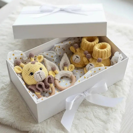 Handmade Crochet Giraffe Toy Gift Set (3pc)