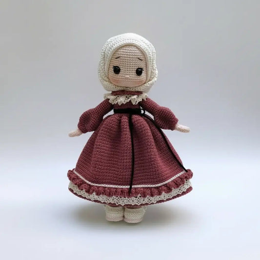 Hijab Doll – Handcrafted Cute Crochet Doll in Fancy Red Dress