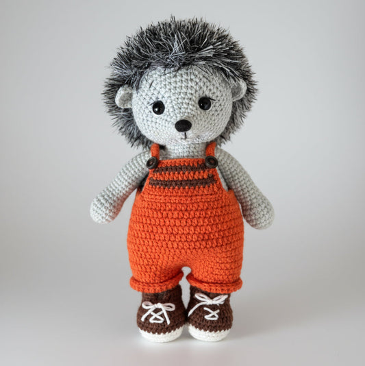Crochet Adorable Hedgehog in Orange Jumpsuit