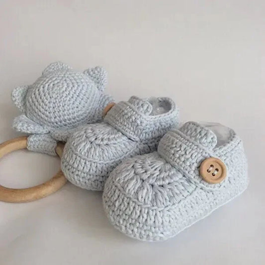 Crochet Baby Booties and Rattle Toy