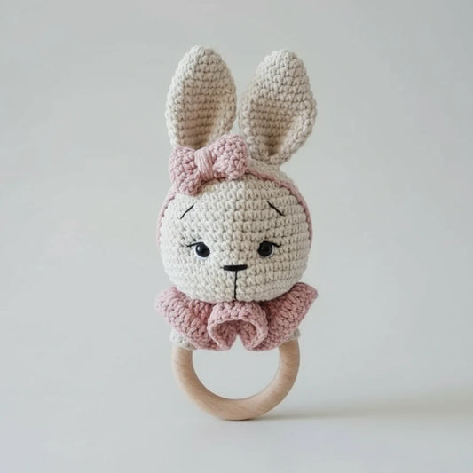 Crochet Cute Bunny Rattle Toy with Bell