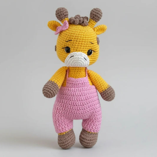 Crochet Cute Giraffe in Pink Jumpsuit Toy