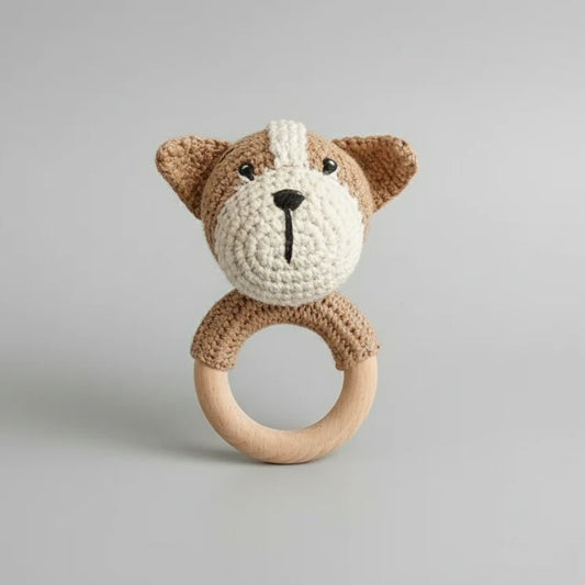 Crochet Dog Rattle Toy with Bell