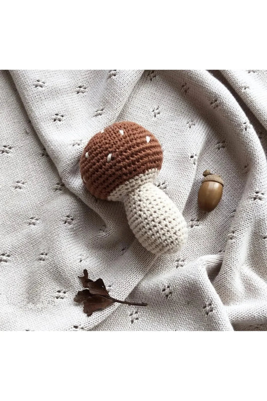 Crochet Mushroom Rattle Toy for Infants and Toddlers With Bell Sound