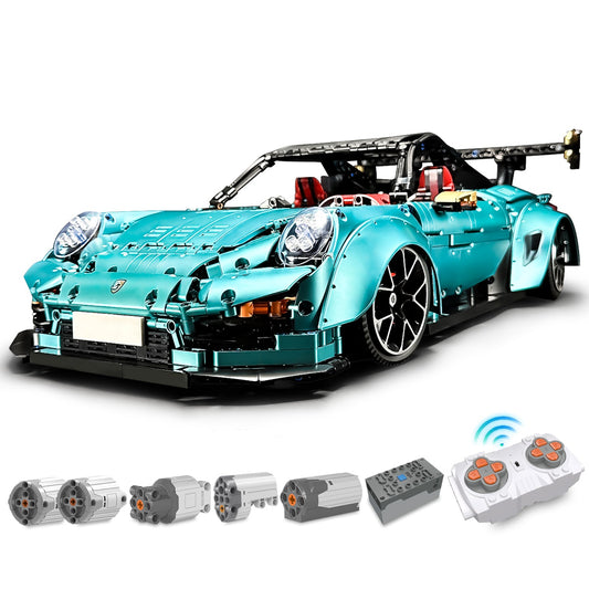 1: 8 Blue Porsche GT2 RS with Electric Suspension Lifting, Electric Doors Remote Control Model (3389 Pcs)