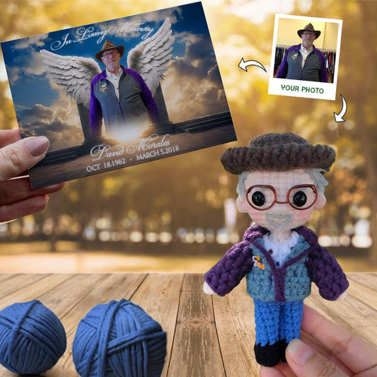 Personalized Crochet Doll with Photo Card "The Gateway to Heaven and Angel Wings"