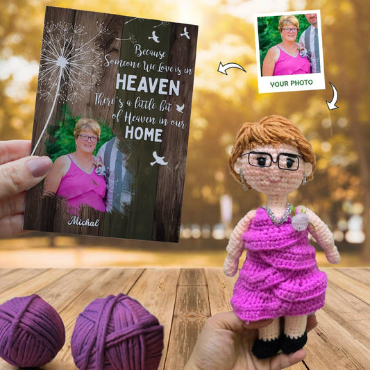Personalized Crochet Doll with Photo Card "There's a Little Bit Of Heaven In Our Home"