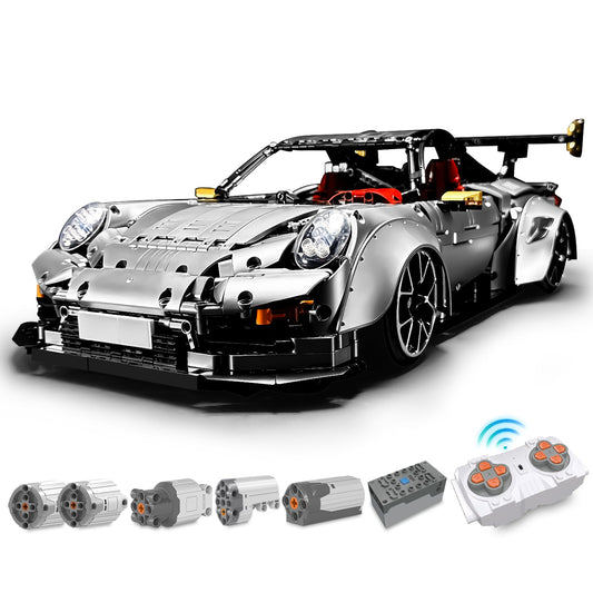 1: 8 Sliver Porsche GT2 RS with Electric Suspension Lifting, Electric Doors Remote Control Model (3389 Pcs)