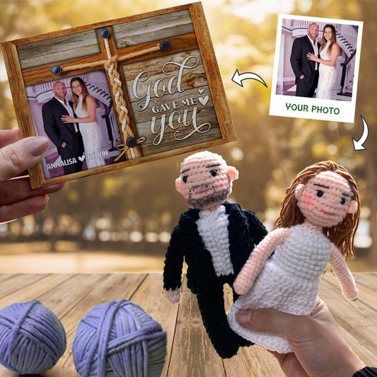 Personalized Crochet Doll with Photo Card "God Gave Me You"