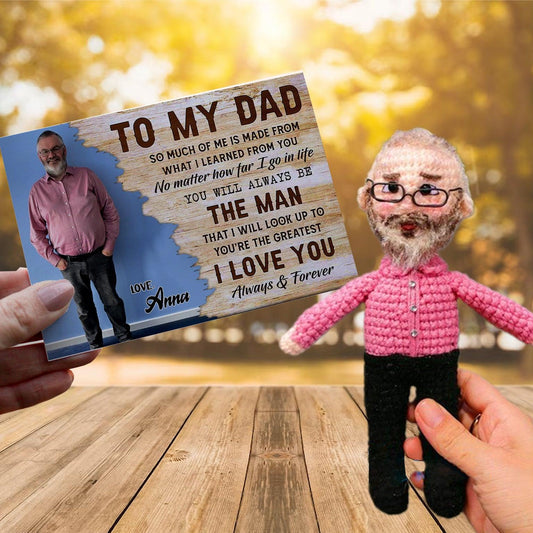 Personalized Crochet Doll with Photo Card "To My Dad Style 3"