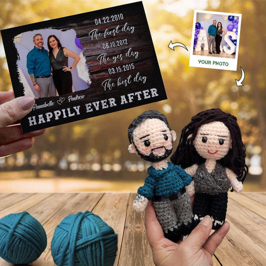 Personalized Crochet Doll with Photo Card "Happily Ever After"