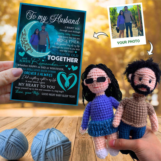 Personalized Crochet Doll with Photo Card "To My Husband"