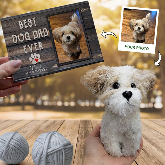 Personalized Crochet Doll with Photo Card "Best Dog Dad Ever Pet Portrait"