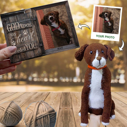 Personalized Crochet Doll with Photo Card "God Knew My Heart Needed You Pet Portrait"