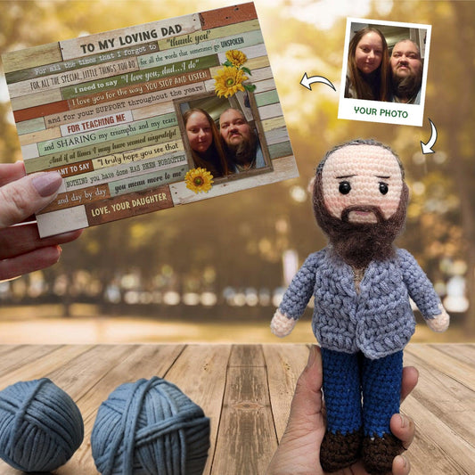 Personalized Crochet Doll with Photo Card "A Beautiful Letter To Father"