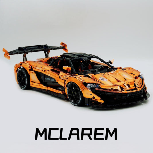 1: 8 McLaren P1 Orange Gold Plating Supercar Building Sets with Remote Control, Electric lift tail, Electric Doors (3568 Pcs)