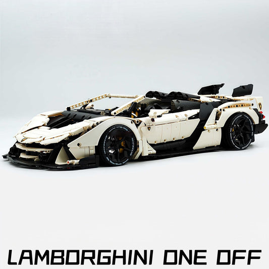 1: 8 Lamborghini One Off: Auténtica, White Goddess Version, Motorized Convertible Switch Mode, Full Vehicle Motorization (3392 Pcs)