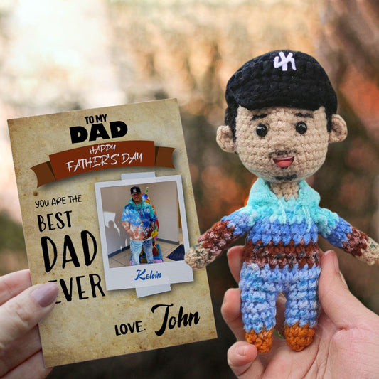 Personalized Crochet Doll with Photo Card "To My Dad Style 1"