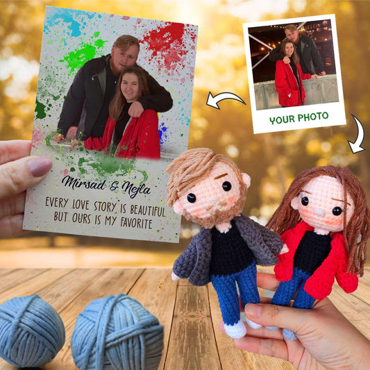 Personalized Crochet Doll with Photo Card "Every Story Is Beautiful"