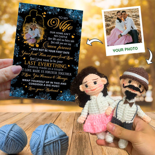 Personalized Crochet Doll with Photo Card "To My Wife"