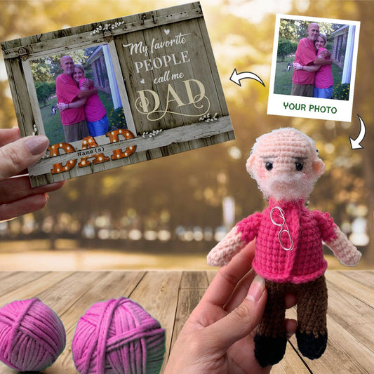 Personalized Crochet Doll with Photo Card "My Favorite People Call Me Dad"