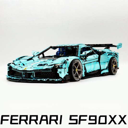 1: 8 Ferrari SF90XX Building Sets, Electroplating Tiffany Blue Customized Version (3982Pcs)