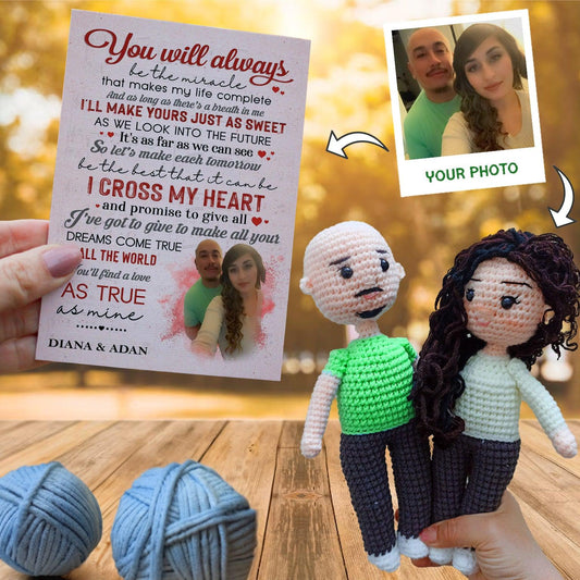 Personalized Crochet Doll with Photo Card "You Will Always Be The Miracle"