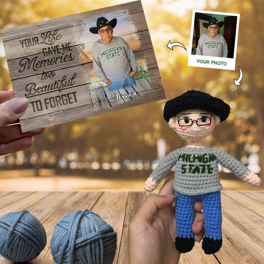 Personalized Crochet Doll with Photo Card "Your Life Gave Me Memories To Beautiful To Forget"
