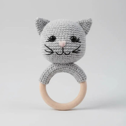 Crochet Cute Cat Rattle Toy with Bell
