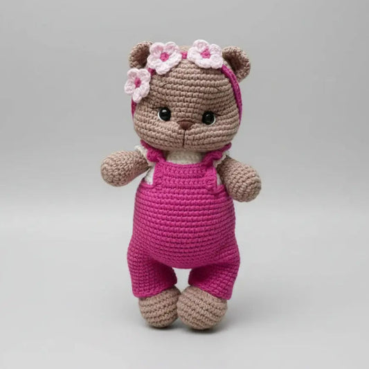 Crochet Cute Kitten in Pink Jumpsuit