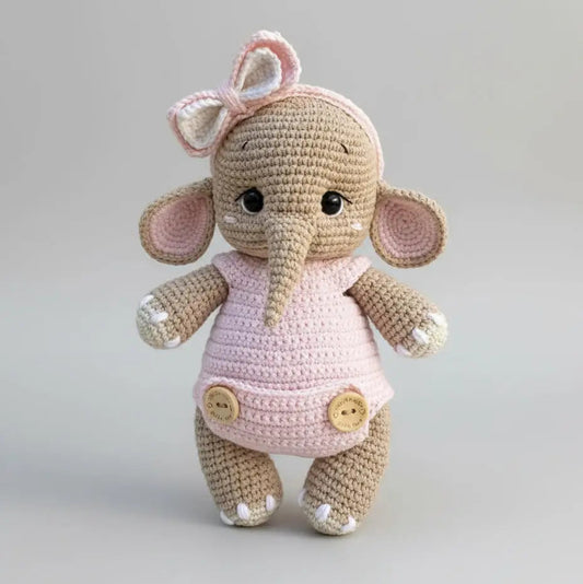 Crochet Elephant with Light Pink Jumper Toy