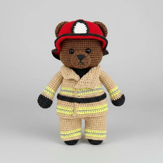 Crochet Firefighter Teddy Bear Toy