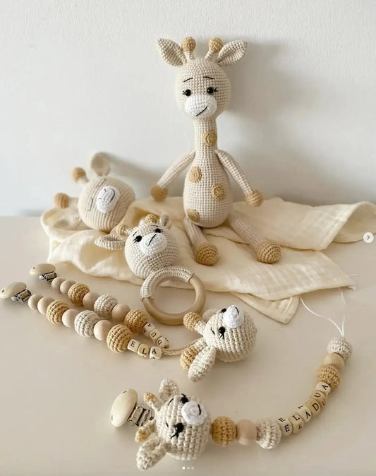 Crochet Newborn Sleeping Mate Giraffe Toy Gift Set (5pc)