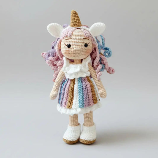 Crochet Unicorn Girl Doll Toy