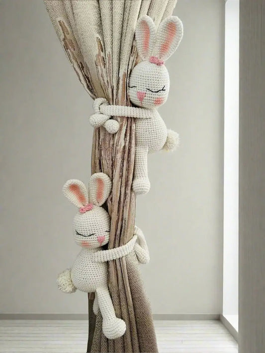 Crochet White Bunny Curtain Tie