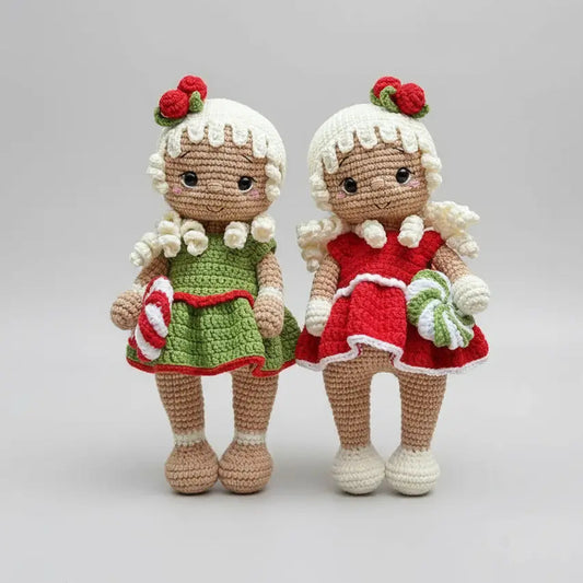 Handcrafted Crochet Christmas Candy Girl – Red & Green Outfit