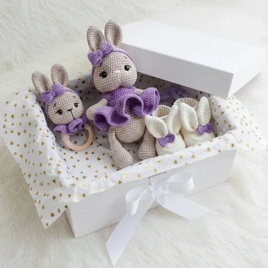 Handmade Crochet Bunny Toy Gift Set 3pc