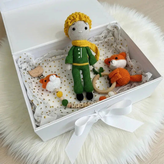 Handmade Crochet Little Prince Toy Gift Set (3pc) - Personalised Dummy Clip