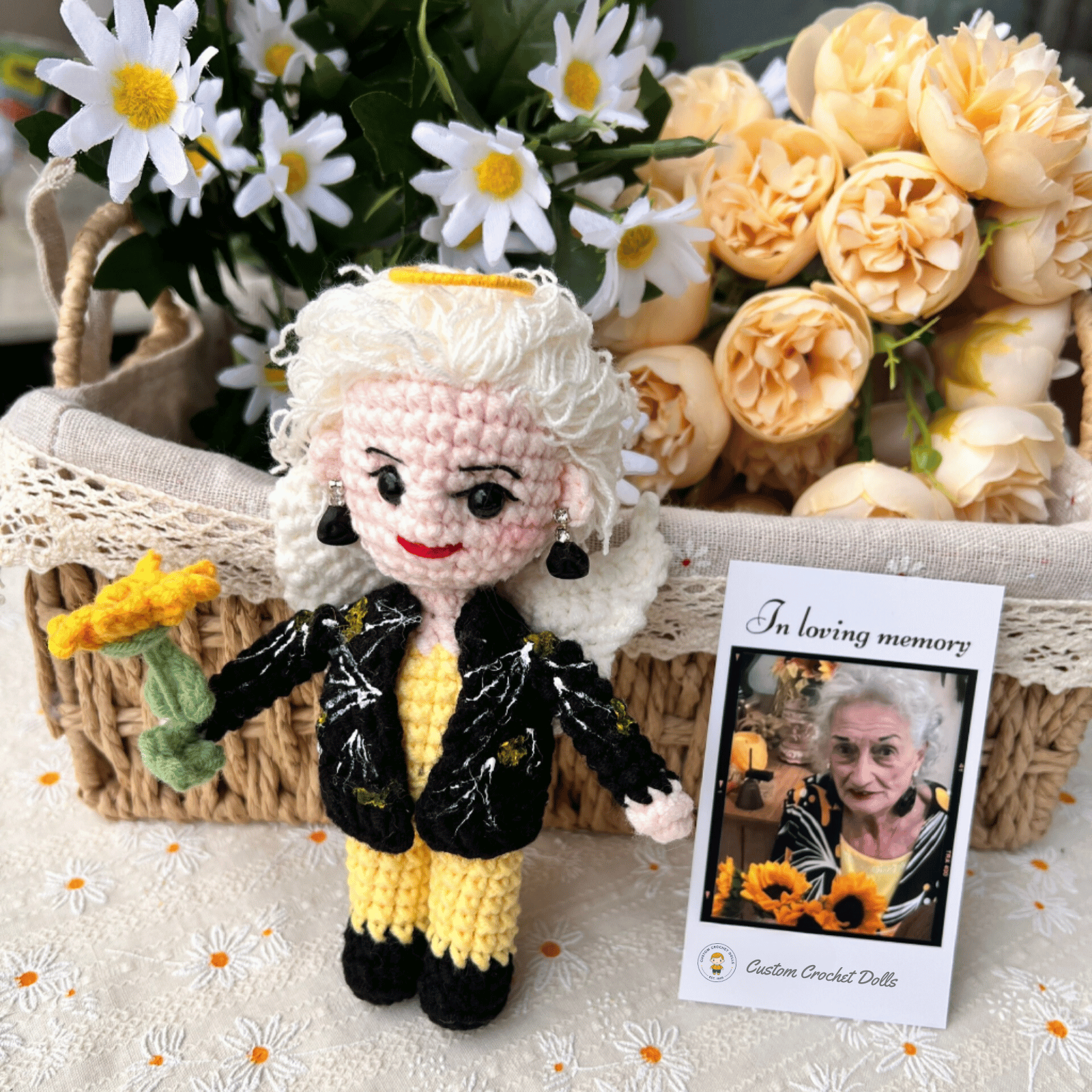 Personalized Crochet Doll with Photo Card