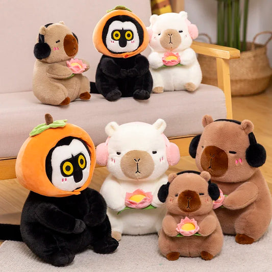 Zen Capuchin & Capybara Plushies with Lotus