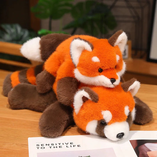 Red Animal Plushies: Fox and Panda