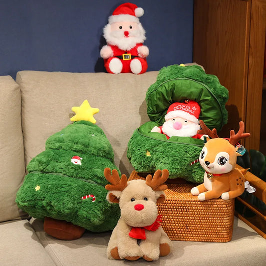 Plush Christmas Tree with Santa and Reindeer